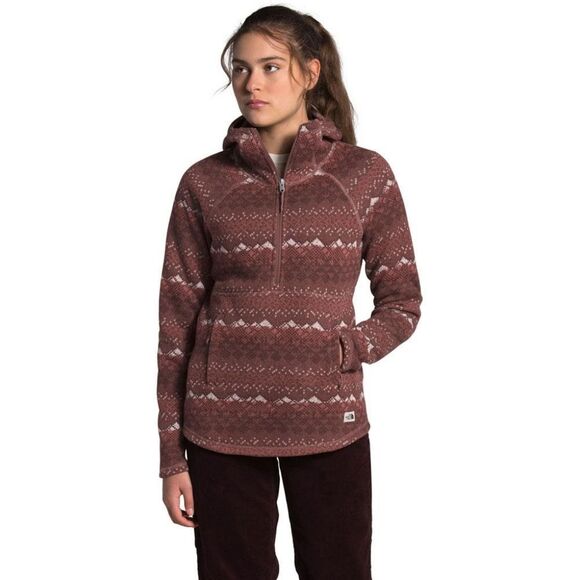 The North Face 1/2 Zip Hooded Printed Crescent Pullover Women’s Fleece Sweater - Picture 1 of 12